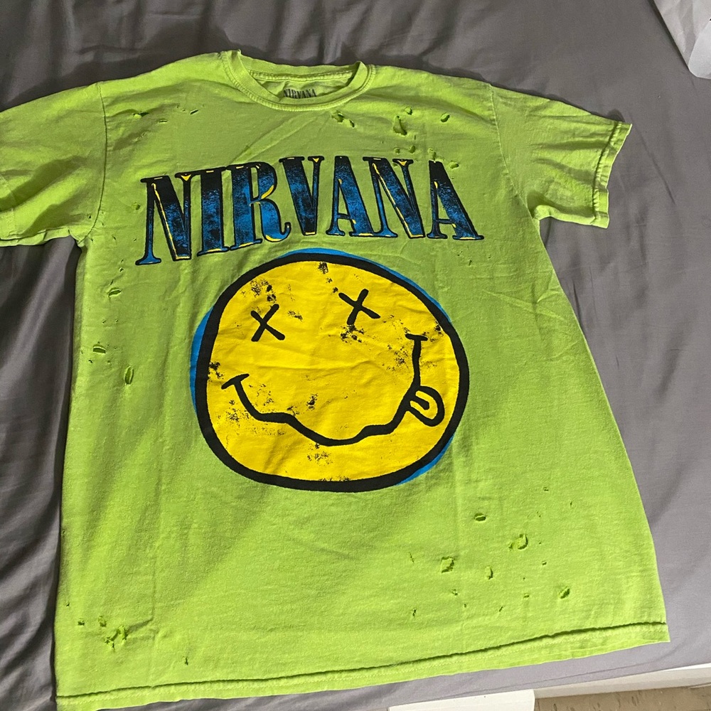 Woman’s Nirvana Distressed Top - Neon, Small